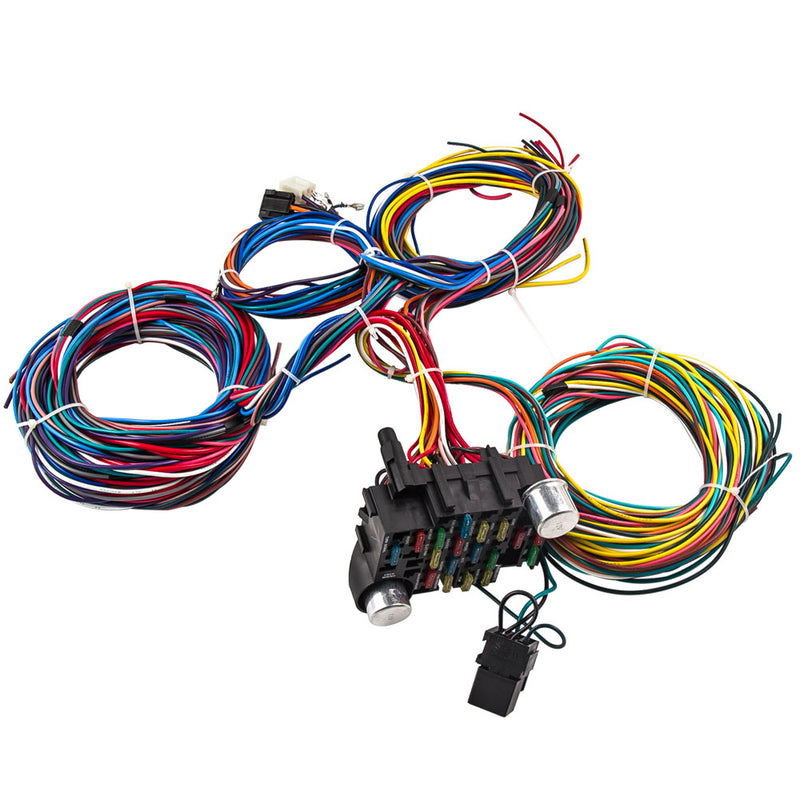 21 Circuit Wiring Harness compatible for CHEVY compatible for FORD Hotrod UNIVERSAL Extra long Wires