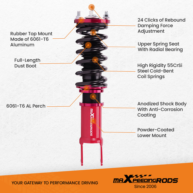Maxpeedingrods Full Assembly Coilovers Adjust Damper Shock Absorbers compatible for Honda Civic 1988-2000