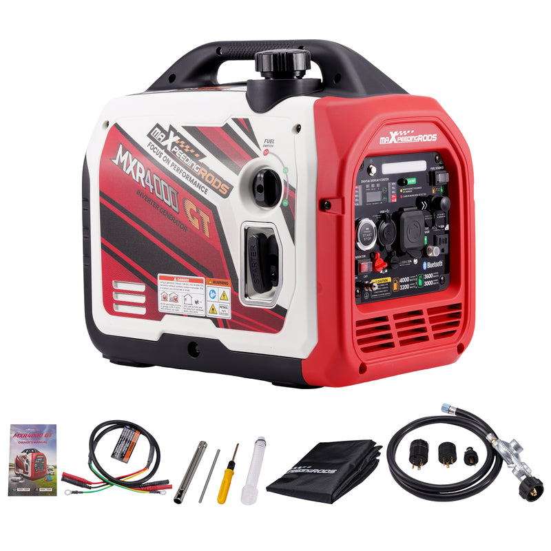 Inverter Generator Dual Fuel 4000W Portable Quiet Bluetooth Start for Home