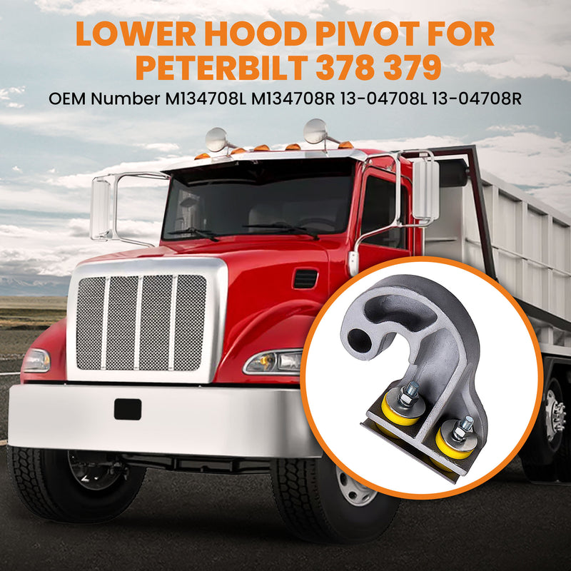 2 pieces replacement Lower Hood Pivot compatible for Peterbilt 13-04708r 13-04708l