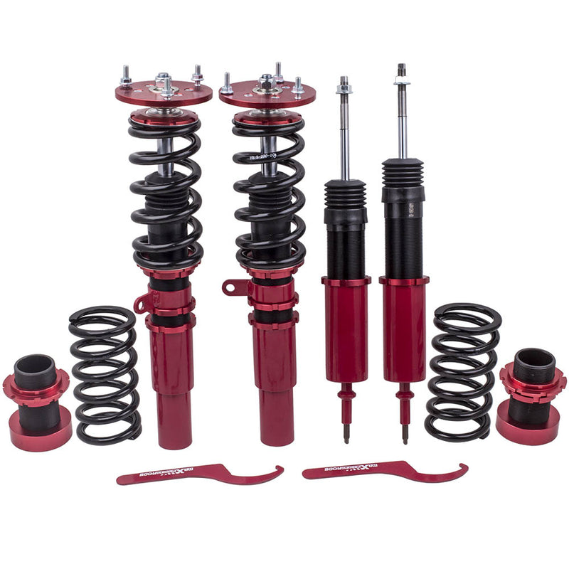 Compatible for BMW 3 Ser E90 E91 06-13 Adj Height Shocks FrontRear Red Coilovers Kits